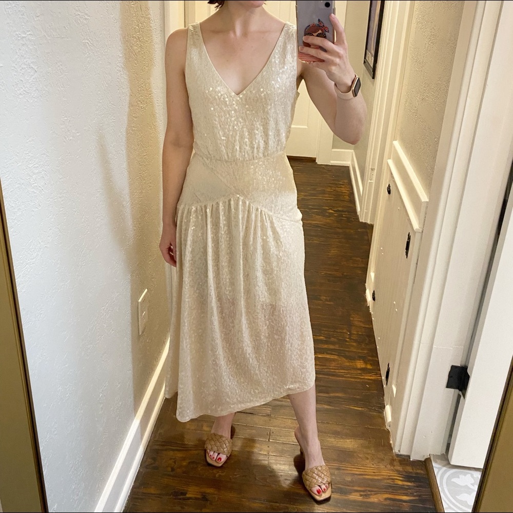 Express Sequin V-Neck Midi Dress!